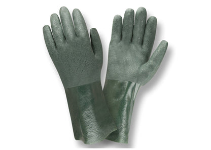 Cordova Green Double Dipped Glove, Etched Grip, Jersey Lined, Supported, PVC, 12-Inch - 1 Dozen