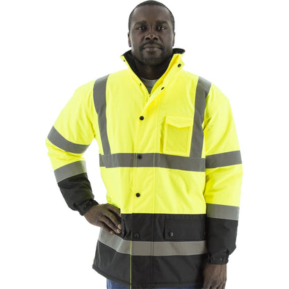75-1303 Majestic Hi-Viz Waterproof Parka with Fleece Lining, ANSI 3 — 1 Each or 10 Each — FREE SHIPPING*