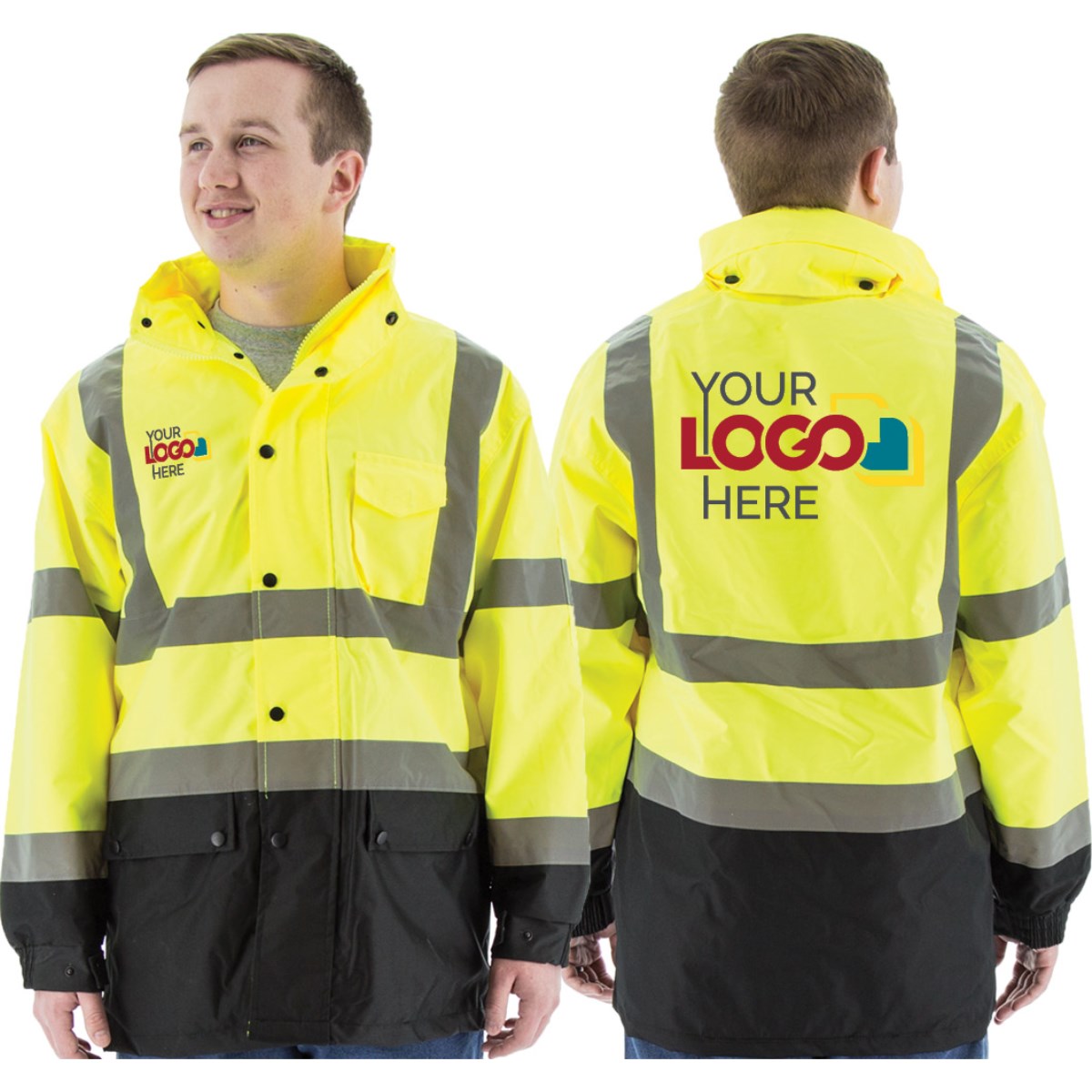 75-1305 Majestic Hi-Viz Waterproof Rain Jacket w Nylon Liner, ANSI 3 — 1 Each or 10 Each — FREE SHIPPING*
