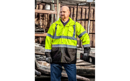 75-1305 Majestic Hi-Viz Waterproof Rain Jacket w Nylon Liner, ANSI 3 — 1 Each or 10 Each — FREE SHIPPING*
