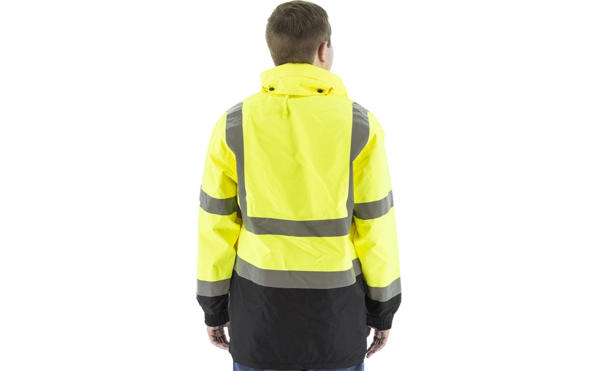 75-1305 Majestic Hi-Viz Waterproof Rain Jacket w Nylon Liner, ANSI 3 — 1 Each or 10 Each — FREE SHIPPING*