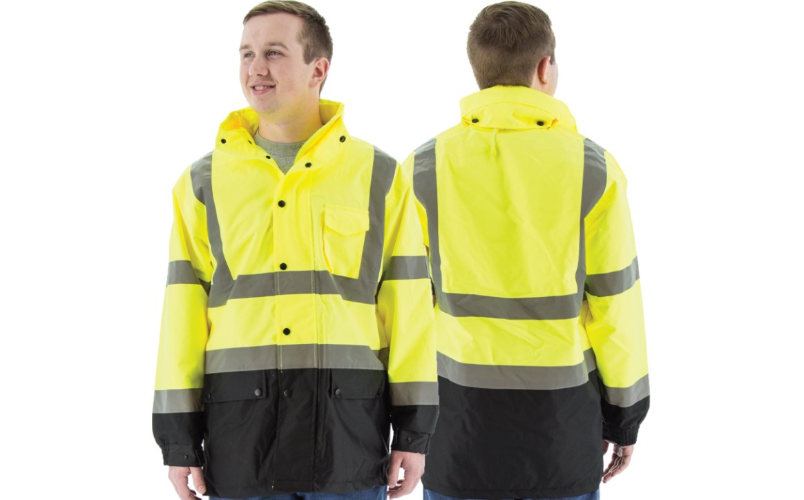 75-1305 Majestic Hi-Viz Waterproof Rain Jacket w Nylon Liner, ANSI 3 — 1 Each or 10 Each — FREE SHIPPING*