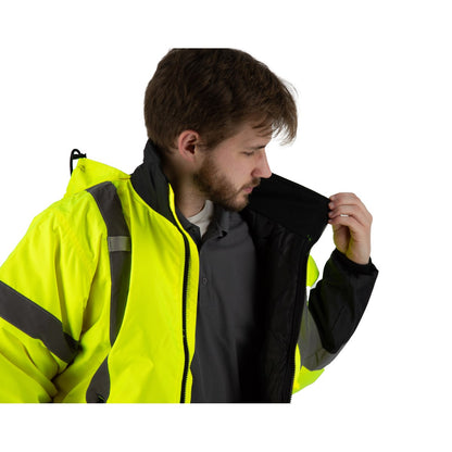 75-1313 Majestic Hi-Viz Waterproof Jacket with Quilted Liner, ANSI 3 — 1 Each or 10 Each — FREE SHIPPING*