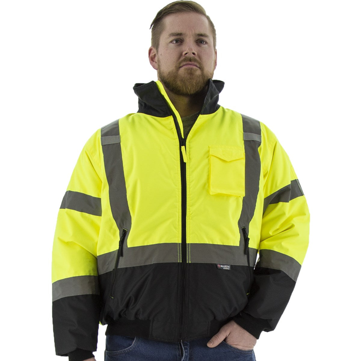 75-1313 Majestic Hi-Viz Waterproof Jacket with Quilted Liner, ANSI 3 — 1 Each or 10 Each — FREE SHIPPING*