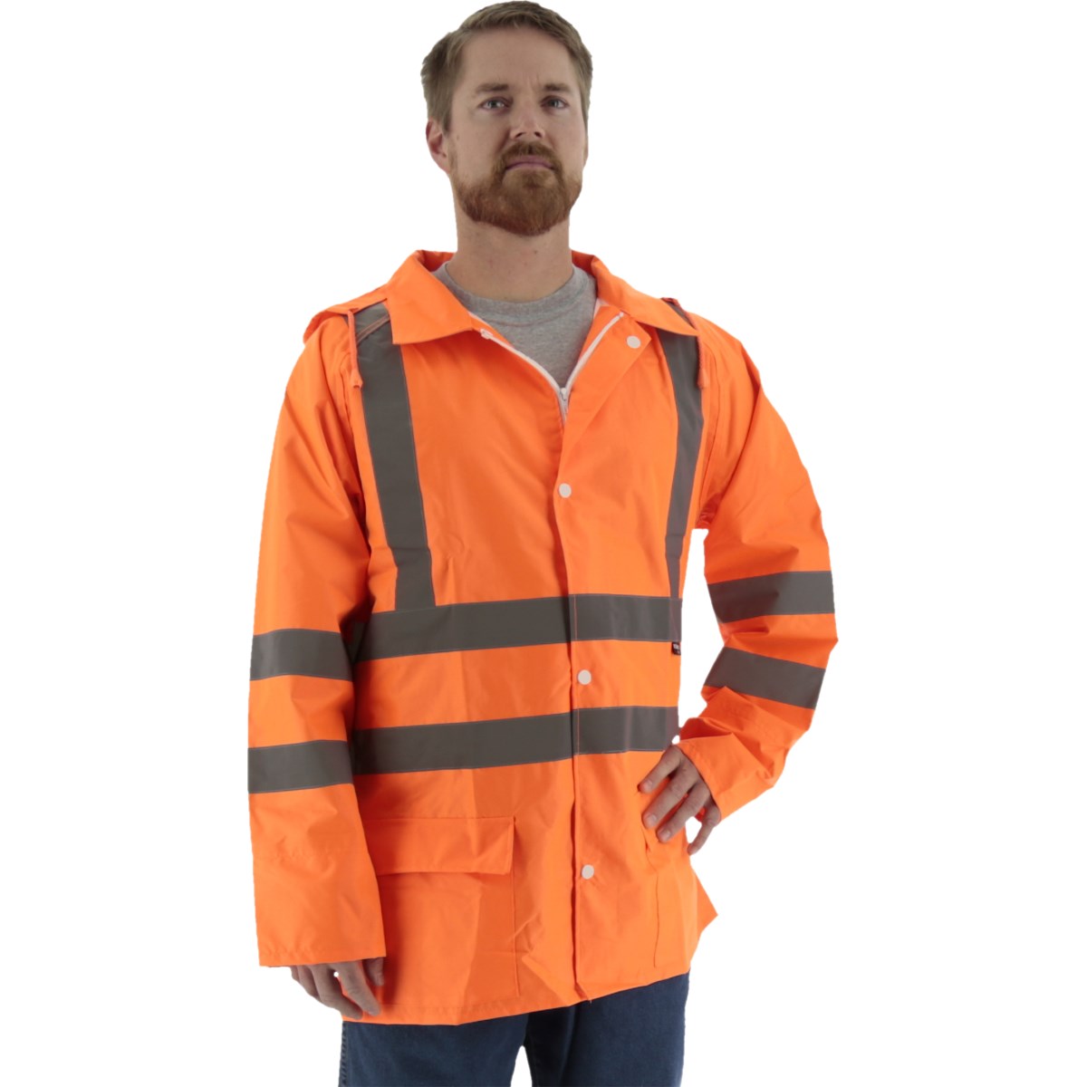 75-1351 Majestic Hi-Viz Waterproof Rain Jacket, ANSI 3 — 1 Each or 20 Each — FREE SHIPPING*