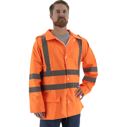75-1351 Majestic Hi-Viz Waterproof Rain Jacket, ANSI 3 — 1 Each or 20 Each — FREE SHIPPING*