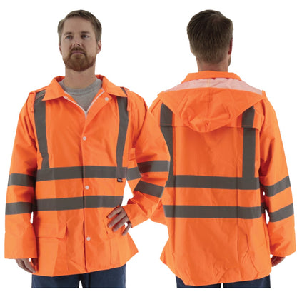 75-1351 Majestic Hi-Viz Waterproof Rain Jacket, ANSI 3 — 1 Each or 20 Each — FREE SHIPPING*