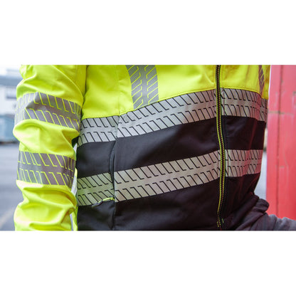 75-1373 Majestic High Visibility Water Resistant Softshell Jacket and Liner, Yellow w/Black Bottom ANSI 3, R — 1 Each or 10 Each — FREE SHIPPING*