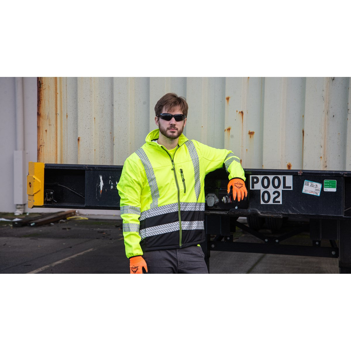 75-1373 Majestic High Visibility Water Resistant Softshell Jacket and Liner, Yellow w/Black Bottom ANSI 3, R — 1 Each or 10 Each — FREE SHIPPING*