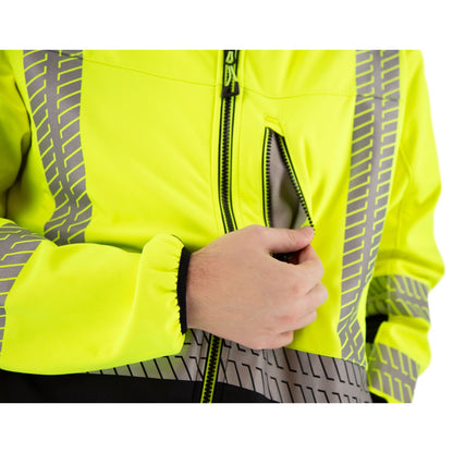 75-1373 Majestic High Visibility Water Resistant Softshell Jacket and Liner, Yellow w/Black Bottom ANSI 3, R — 1 Each or 10 Each — FREE SHIPPING*