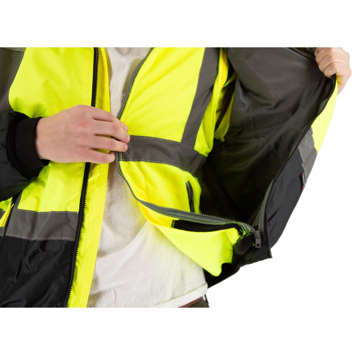 75-1384 Majestic Hi-Viz Orange 8-in-1 Waterproof Jacket w Hi-Viz Liner, ANSI 3 — 1 Each or 10 Each — FREE SHIPPING*