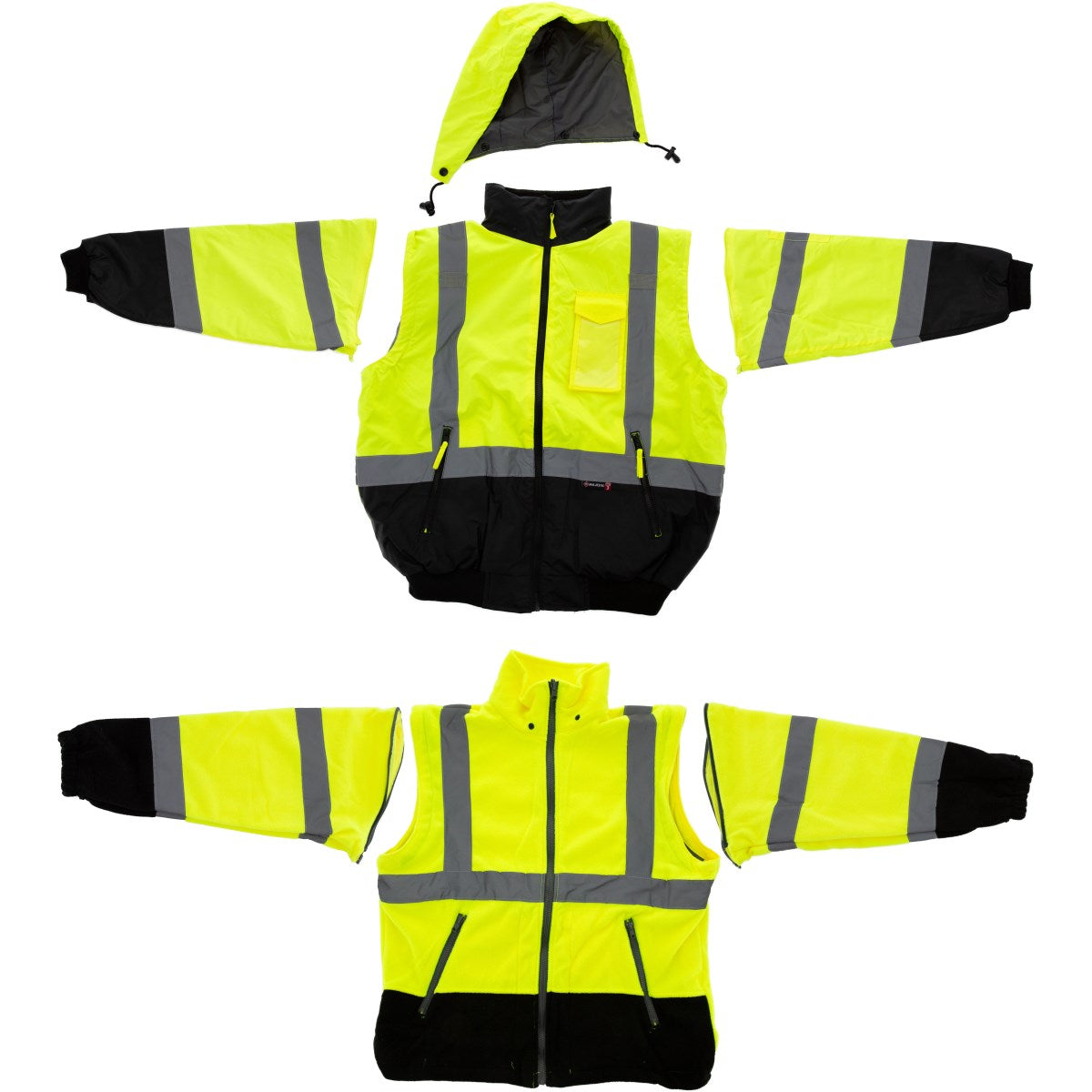 75-1383 Majestic Hi-Viz 8-in-1 Waterproof Jacket w Hi-Viz Liner, ANSI 3 — 1 Each or 10 Each — FREE SHIPPING*