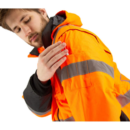 75-1384 Majestic Hi-Viz Orange 8-in-1 Waterproof Jacket w Hi-Viz Liner, ANSI 3 — 1 Each or 10 Each — FREE SHIPPING*