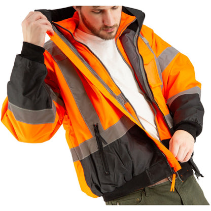 75-1383 Majestic Hi-Viz 8-in-1 Waterproof Jacket w Hi-Viz Liner, ANSI 3 — 1 Each or 10 Each — FREE SHIPPING*