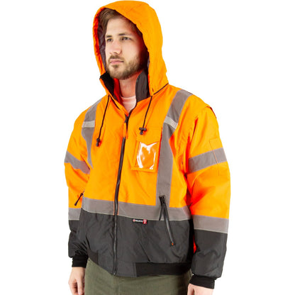 75-1383 Majestic Hi-Viz 8-in-1 Waterproof Jacket w Hi-Viz Liner, ANSI 3 — 1 Each or 10 Each — FREE SHIPPING*