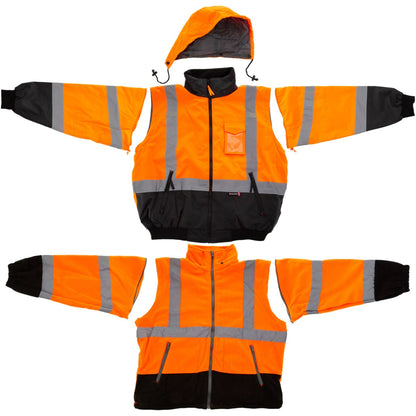 75-1383 Majestic Hi-Viz 8-in-1 Waterproof Jacket w Hi-Viz Liner, ANSI 3 — 1 Each or 10 Each — FREE SHIPPING*