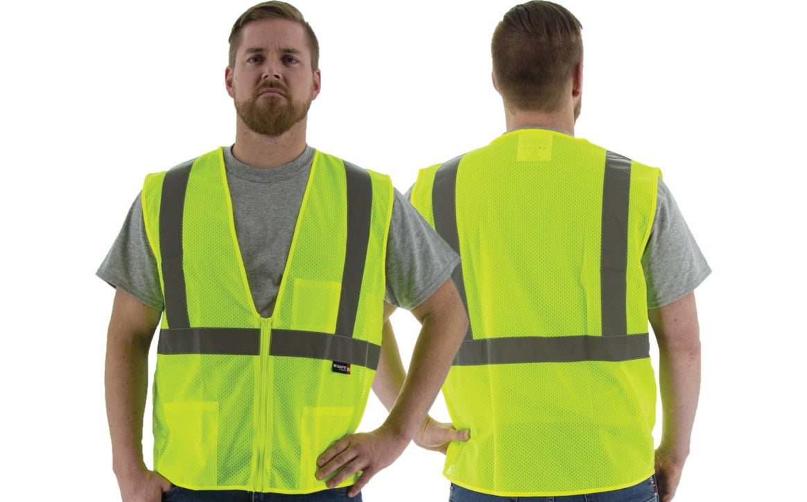 75-3201 Majestic Hi-Viz Mesh Vest, ANSI 2 — 1 Each or 50 Each — FREE SHIPPING*