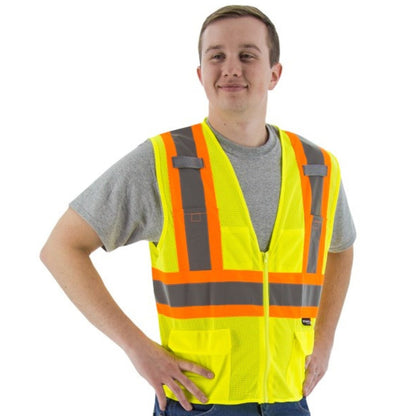 75-3210 Majestic Hi-Viz Mesh Vest with DOT Striping, ANSI 2 — 1 Each or 50 Each — FREE SHIPPING*