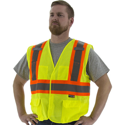 75-3211 Majestic Hi-Viz Mesh Vest with DOT Striping, ANSI 2 — 1 Each or 50 Each — FREE SHIPPING*