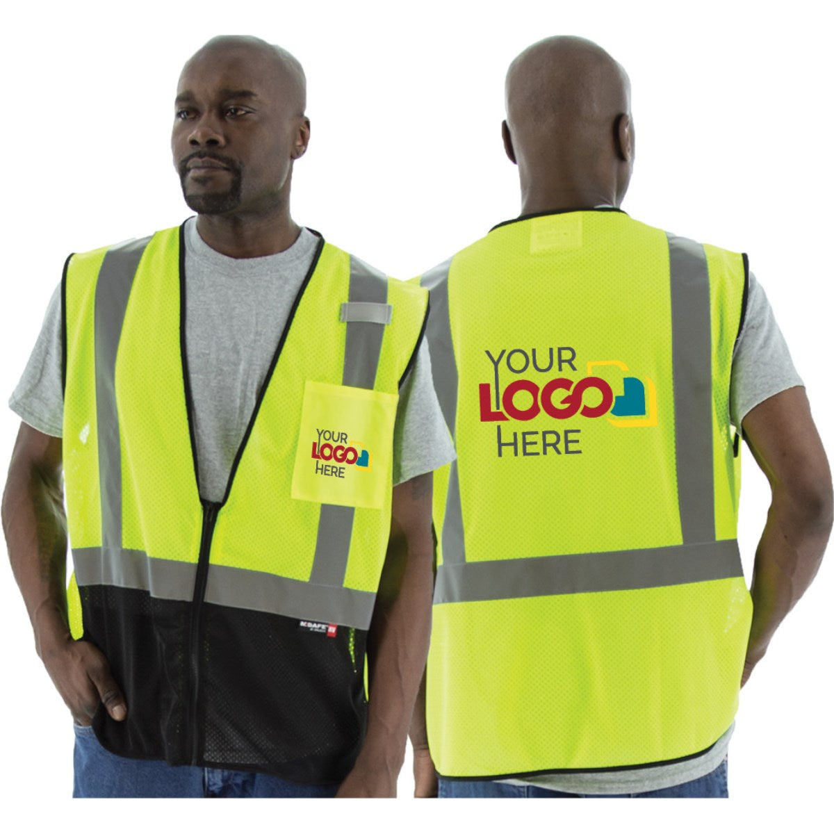 75-3213 Majestic High Visibility Mesh Vest with Black Bottom, ANSI 2 — 1 Each or 50 Each — FREE SHIPPING*