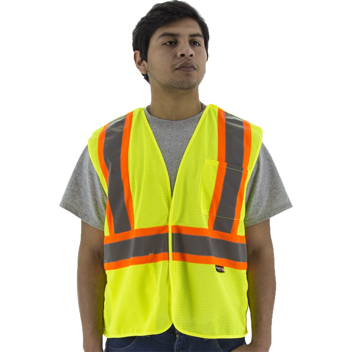 75-3219 Majestic Hi-Viz Mesh Breakaway Vest w DOT Striping, ANSI 2 — 1 Each or 50 Each — FREE SHIPPING*