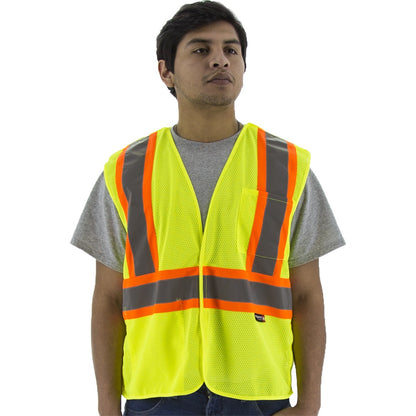 75-3219 Majestic Hi-Viz Mesh Breakaway Vest w DOT Striping, ANSI 2 — 1 Each or 50 Each — FREE SHIPPING*