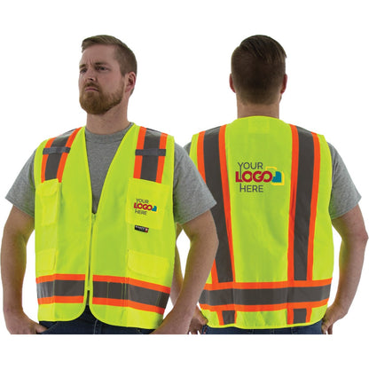 75-3221 Majestic Hi-Viz Surveyors Vest w DOT Striping, ANSI 2 — 1 Each or 50 Each — FREE SHIPPING*
