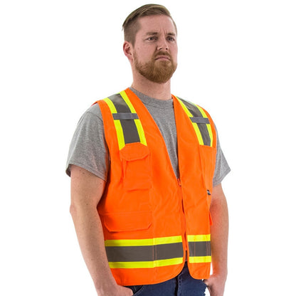 75-3222 Majestic Hi-Viz Surveyors Vest w DOT Striping, ANSI 2 — 1 Each or 50 Each — FREE SHIPPING*