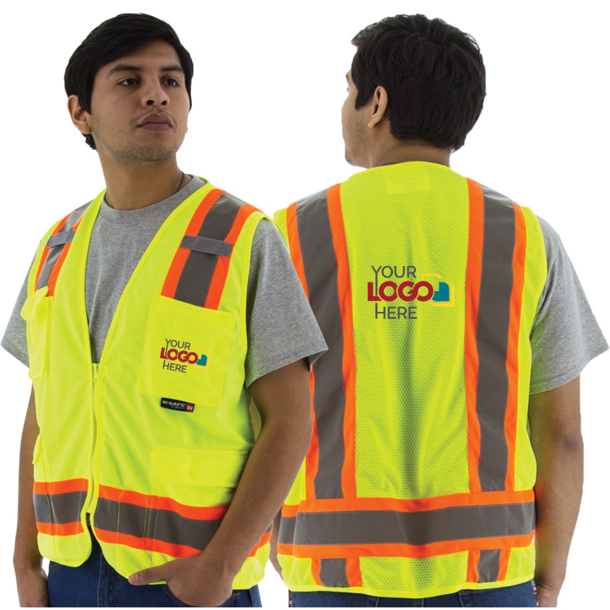 75-3223 Majestic Hi-Viz Surveyors Vest w DOT Striping, ANSI 2 — 1 Each or 50 Each — FREE SHIPPING*