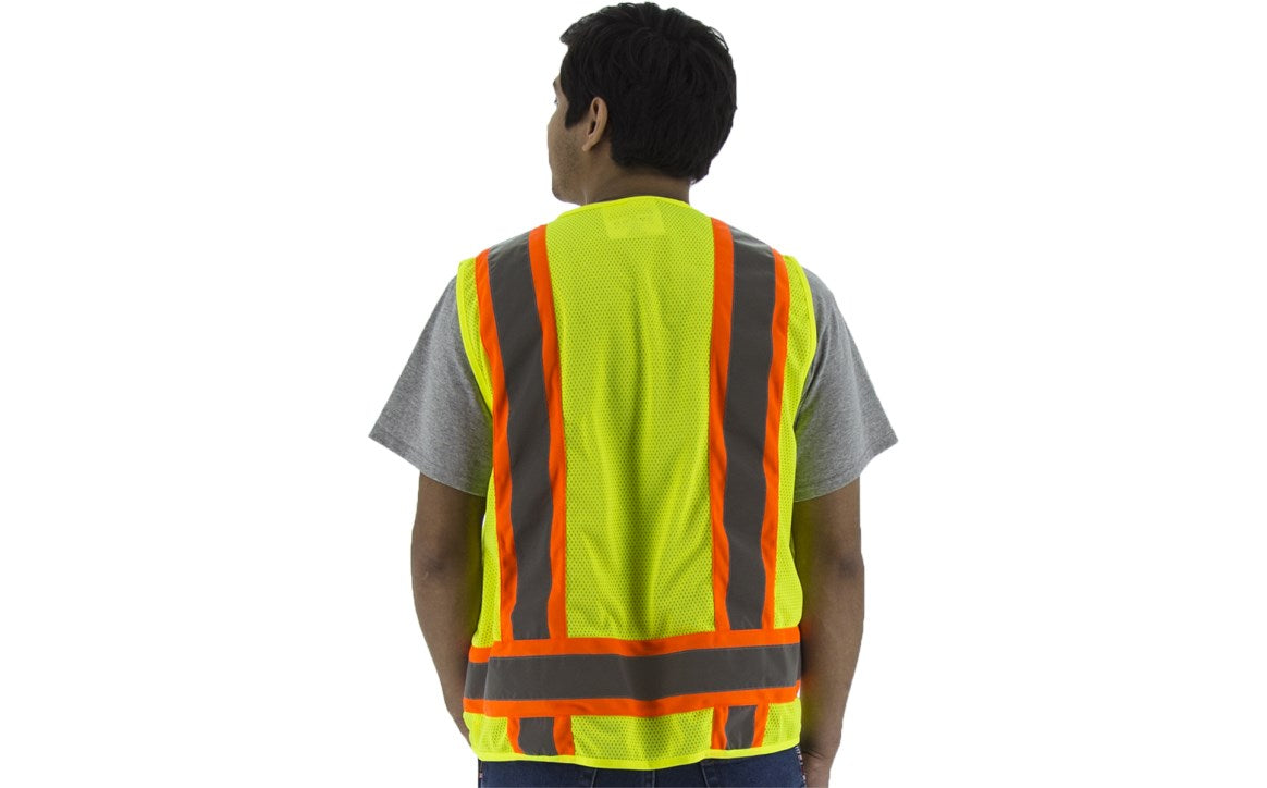 75-3224 Majestic Hi-Viz Surveyors Vest w DOT Striping, ANSI 2 — 1 Each or 50 Each — FREE SHIPPING*