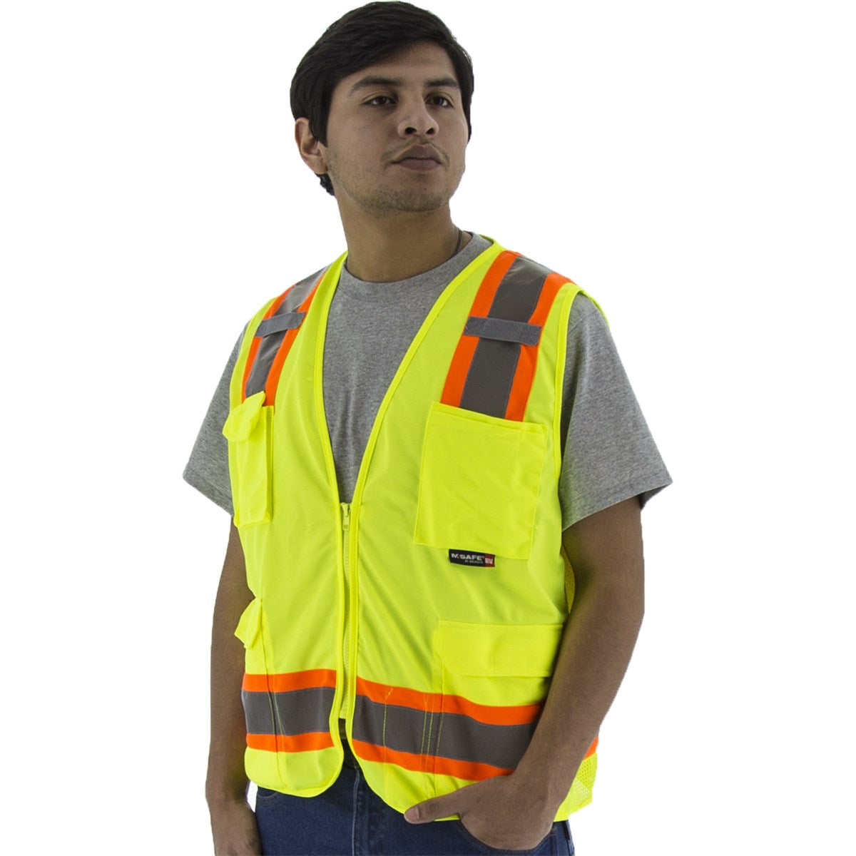 75-3224 Majestic Hi-Viz Surveyors Vest w DOT Striping, ANSI 2 — 1 Each or 50 Each — FREE SHIPPING*