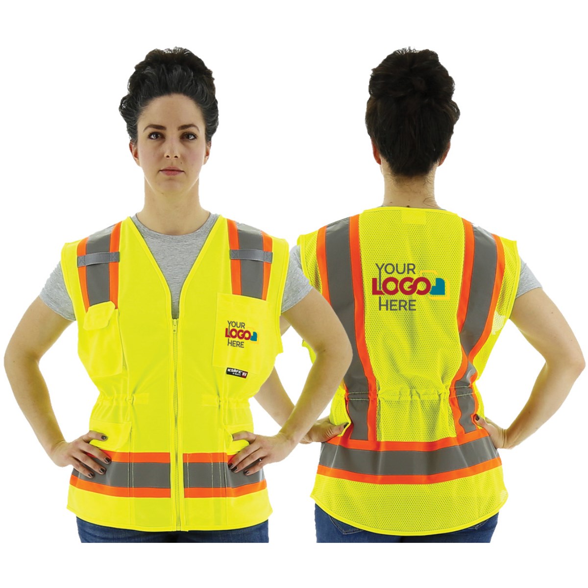 75-3223W Majestic Hi-Viz Surveyors Women's Vest w DOT Striping, ANSI 2 — 1 Each or 50 Each — FREE SHIPPING*