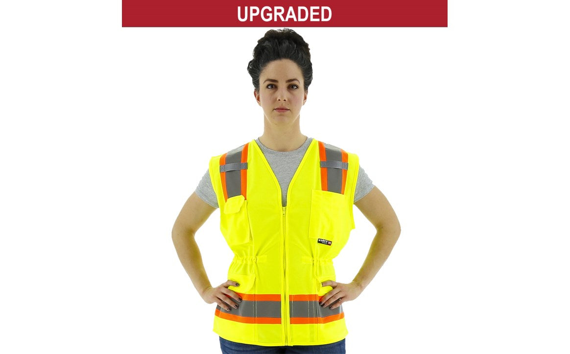 75-3223W Majestic Hi-Viz Surveyors Women's Vest w DOT Striping, ANSI 2 — 1 Each or 50 Each — FREE SHIPPING*