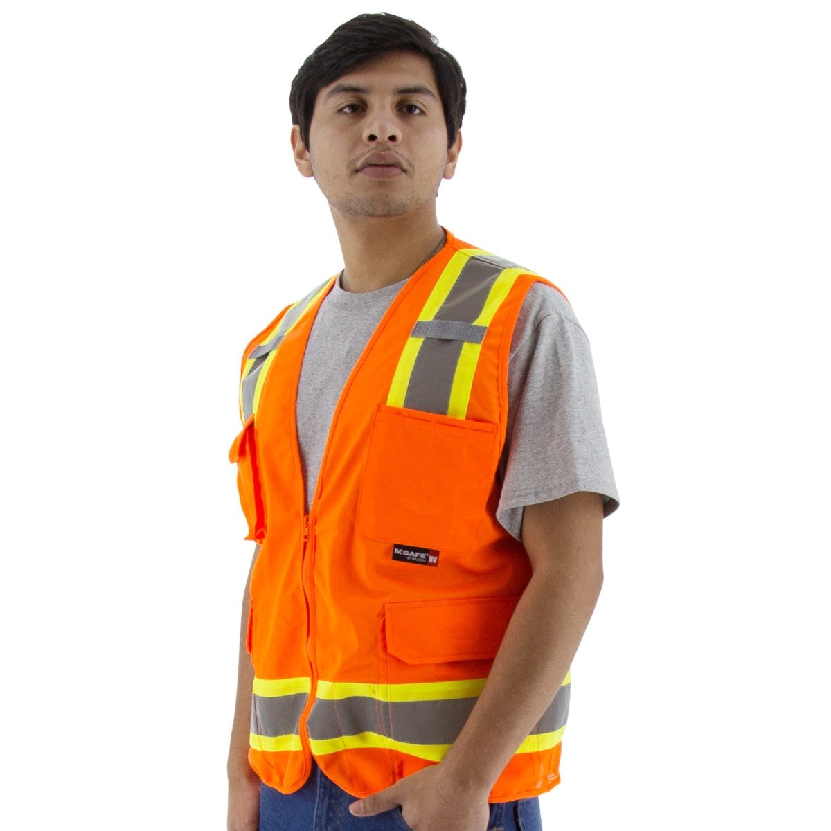 75-3223 Majestic Hi-Viz Surveyors Vest w DOT Striping, ANSI 2 — 1 Each or 50 Each — FREE SHIPPING*