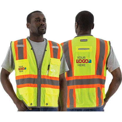 75-3226 Majestic Hi-Viz Vest w DOT Striping and D-Ring Pass, ANSI 2 — 1 Each or 50 Each — FREE SHIPPING*