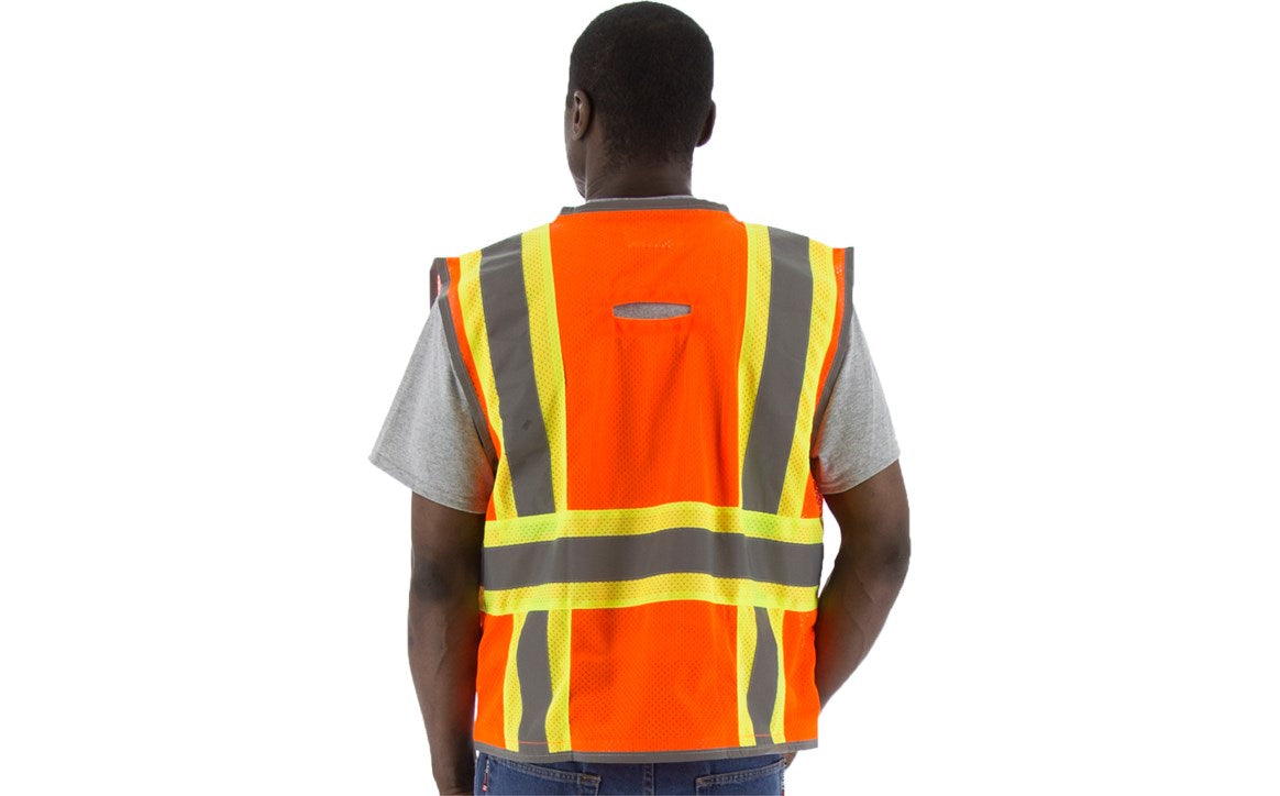 75-3225 Majestic Hi-Viz Vest w DOT Striping and D-Ring Pass, ANSI 2 — 1 Each or 50 Each — FREE SHIPPING*