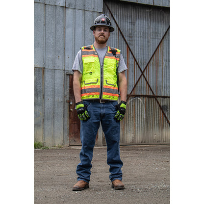 75-3235 Majestic Hi-Viz Heavy Duty Vest w DOT Striping, ANSI 2 — 1 Each or 25 Each — FREE SHIPPING*