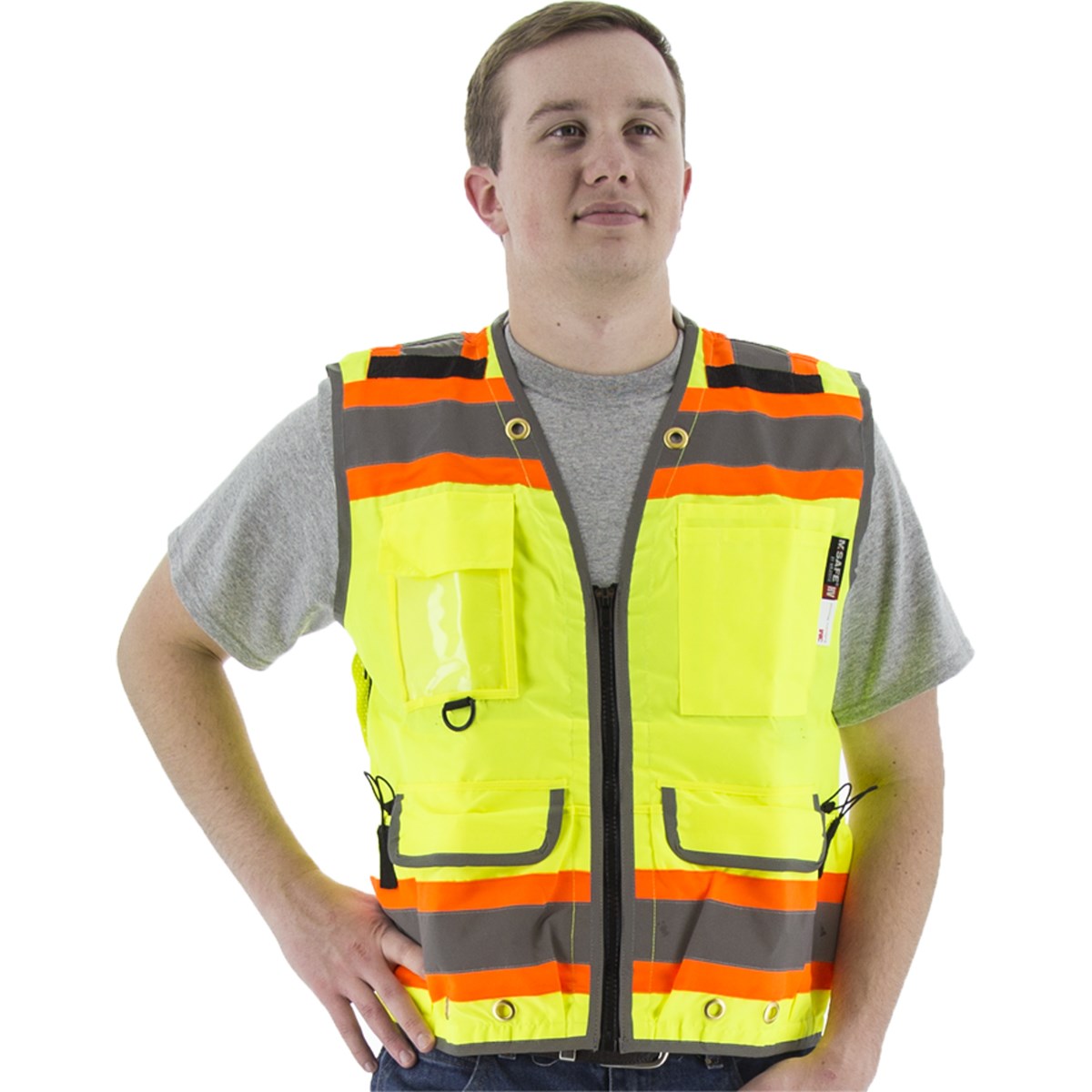 75-3236 Majestic Hi-Viz Heavy Duty Vest w DOT Striping, ANSI 2 — 1 Each or 25 Each — FREE SHIPPING*