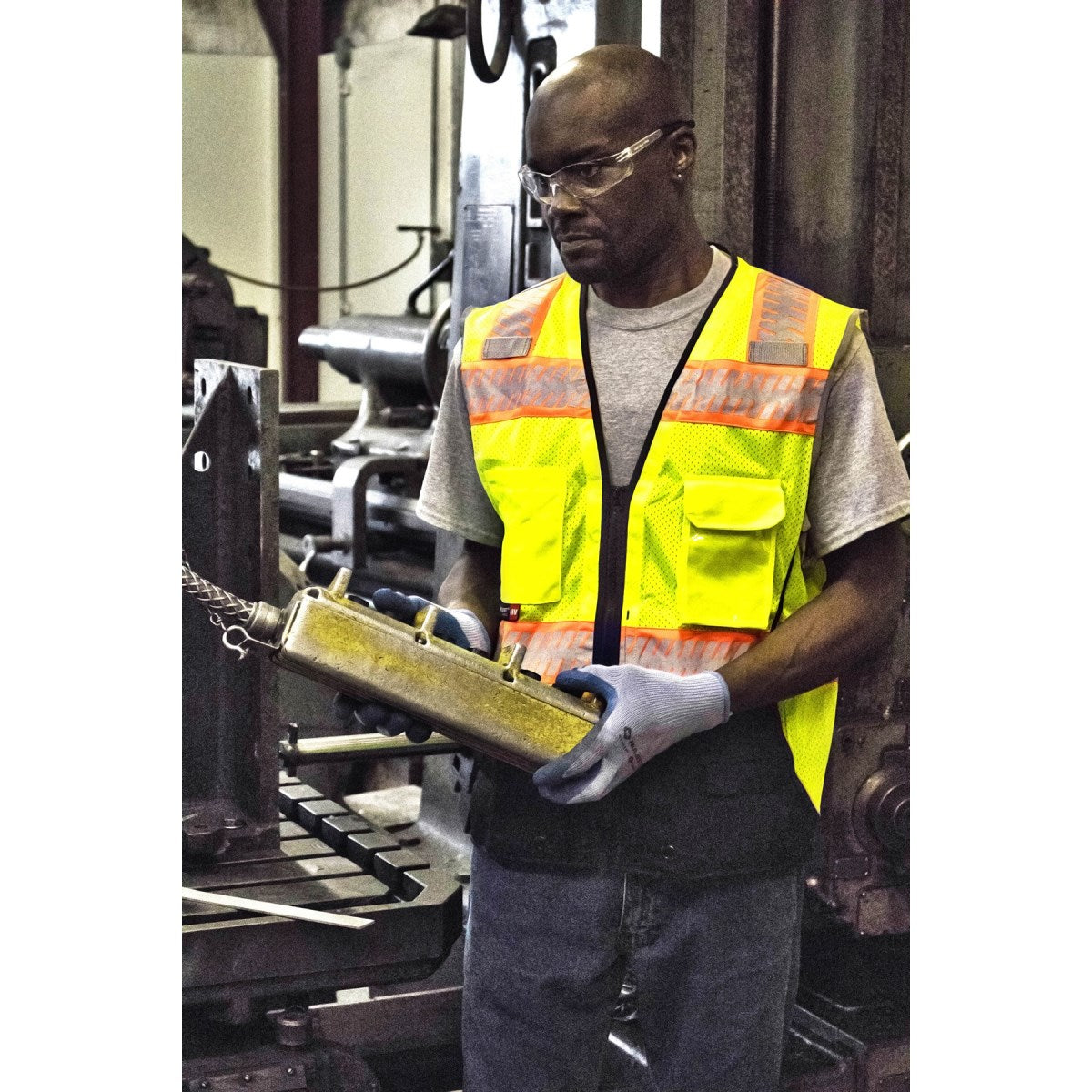 75-3240 Majestic Hi-Viz Mesh Vest w DOT Chainsaw Striping, ANSI 2 — 1 Each or 50 Each — FREE SHIPPING*