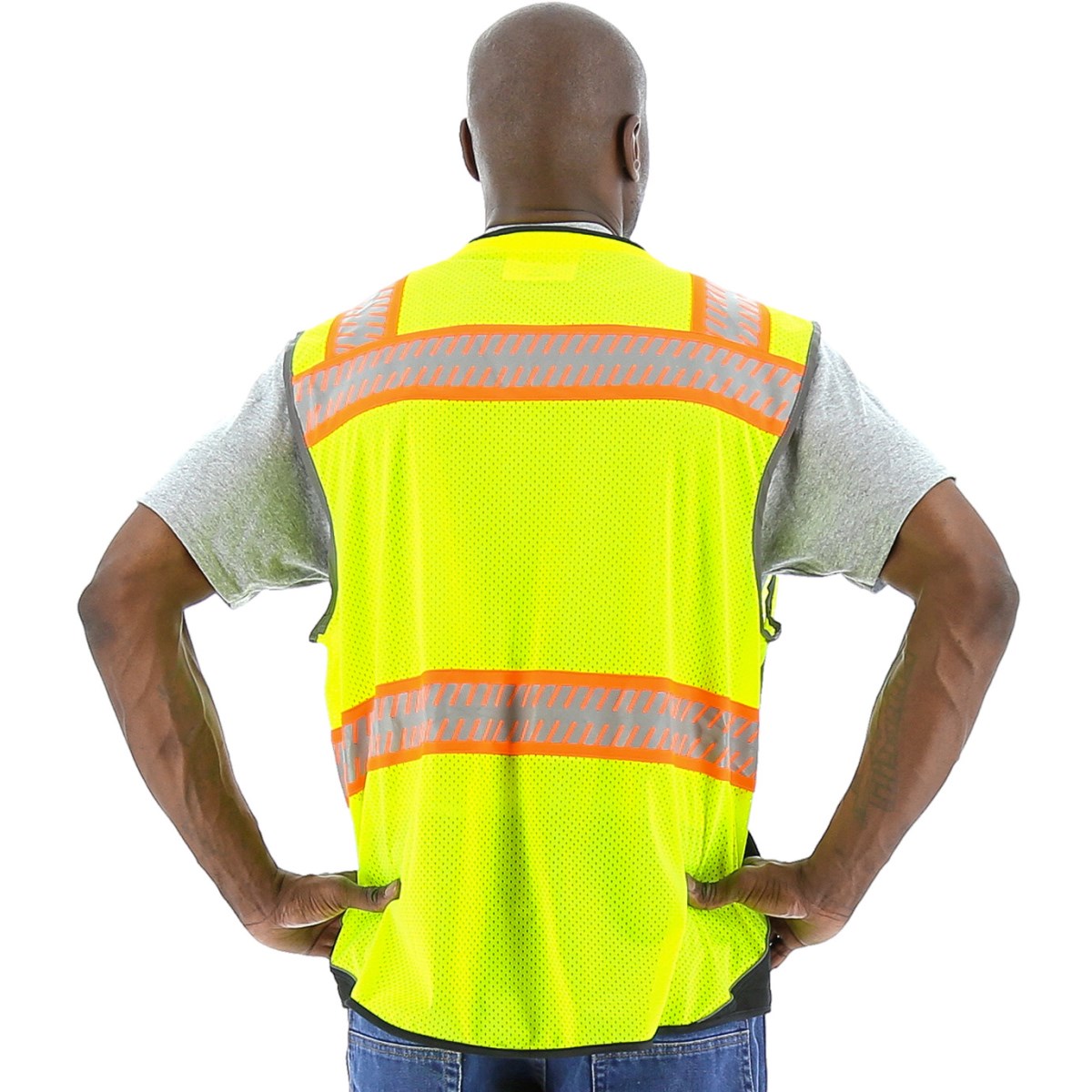 75-3240 Majestic Hi-Viz Mesh Vest w DOT Chainsaw Striping, ANSI 2 — 1 Each or 50 Each — FREE SHIPPING*