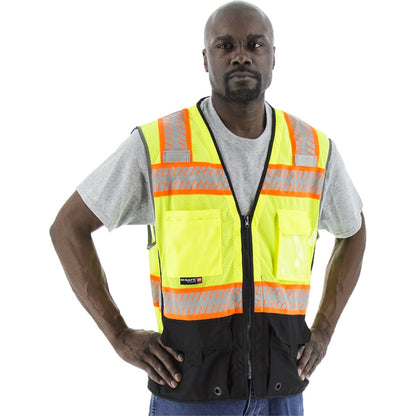 75-3240 Majestic Hi-Viz Mesh Vest w DOT Chainsaw Striping, ANSI 2 — 1 Each or 50 Each — FREE SHIPPING*