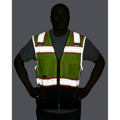 75-3240 Majestic Hi-Viz Mesh Vest w DOT Chainsaw Striping, ANSI 2 — 1 Each or 50 Each — FREE SHIPPING*