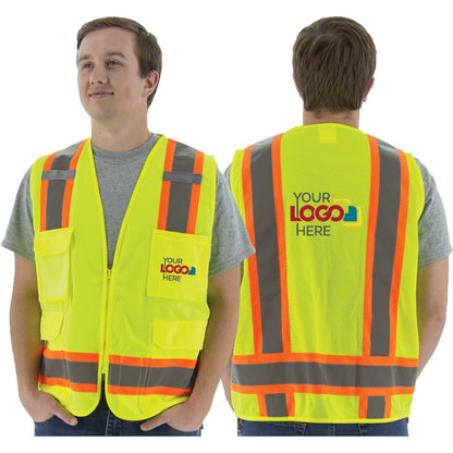 75-3243 Majestic Hi-Viz Surveyors Vest w DOT Striping, ANSI 2 — 1 Each or 50 Each — FREE SHIPPING*