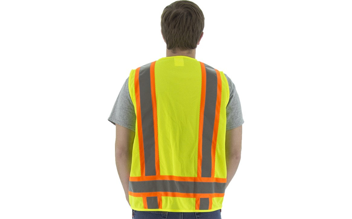 75-3244 Majestic Hi-Viz Surveyors Vest w DOT Striping, ANSI 2 — 1 Each or 50 Each — FREE SHIPPING*