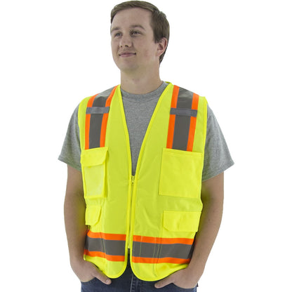 75-3244 Majestic Hi-Viz Surveyors Vest w DOT Striping, ANSI 2 — 1 Each or 50 Each — FREE SHIPPING*