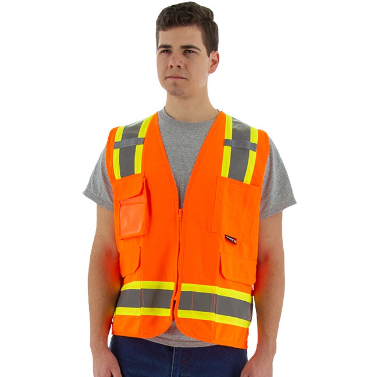 75-3243 Majestic Hi-Viz Surveyors Vest w DOT Striping, ANSI 2 — 1 Each or 50 Each — FREE SHIPPING*