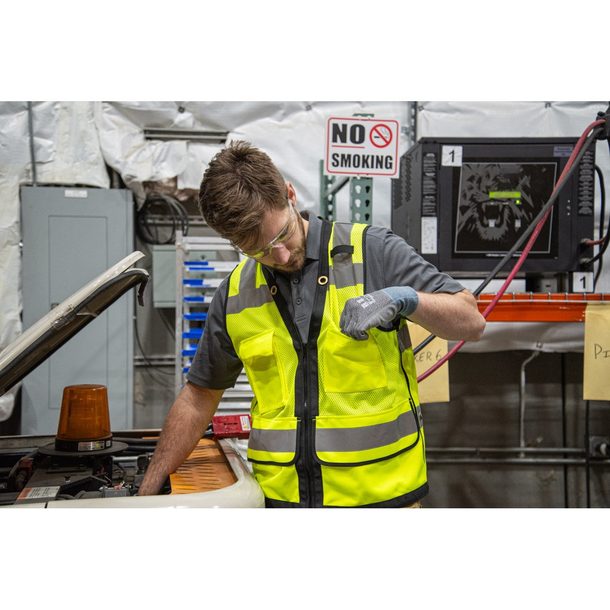 75-3245 Majestic Zipper Front High Vis Heavy Duty Mesh Vest, ANSI 2, L — 1 Each or 50 Each — FREE SHIPPING*