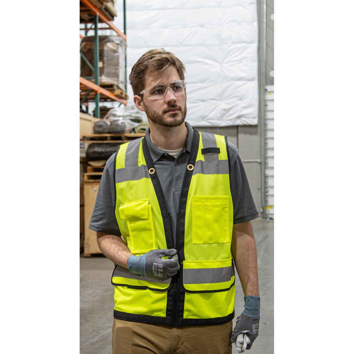 75-3245 Majestic Zipper Front High Vis Heavy Duty Mesh Vest, ANSI 2, L — 1 Each or 50 Each — FREE SHIPPING*