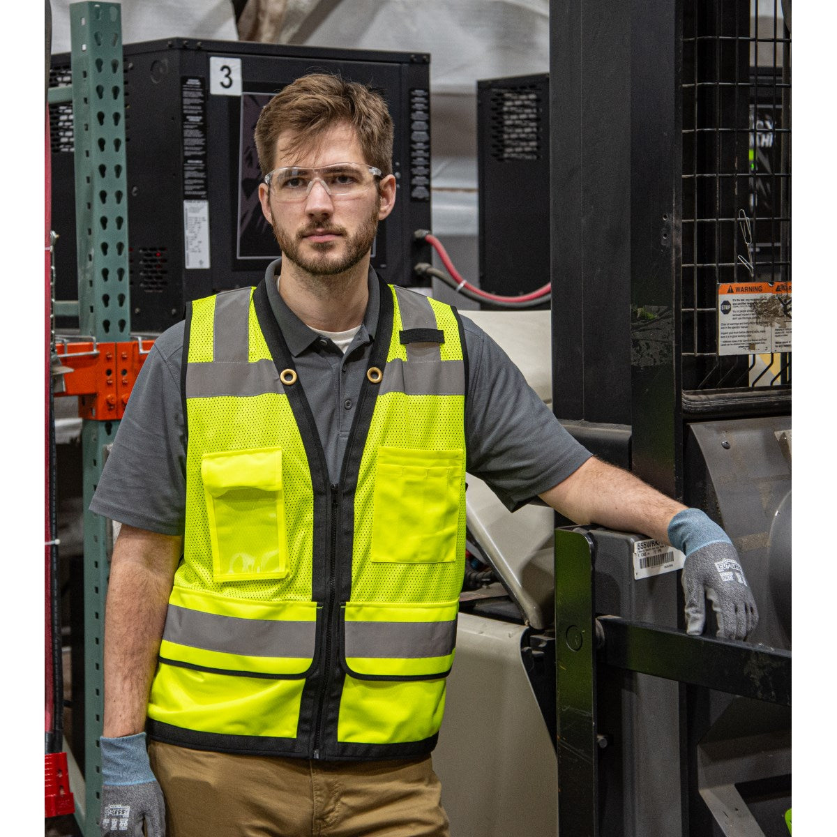 75-3245 Majestic Zipper Front High Vis Heavy Duty Mesh Vest, ANSI 2, L — 1 Each or 50 Each — FREE SHIPPING*