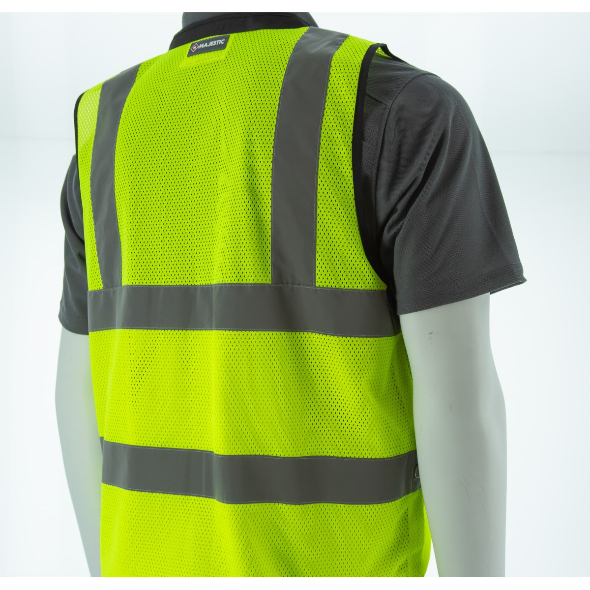 75-3245 Majestic Zipper Front High Vis Heavy Duty Mesh Vest, ANSI 2, L — 1 Each or 50 Each — FREE SHIPPING*